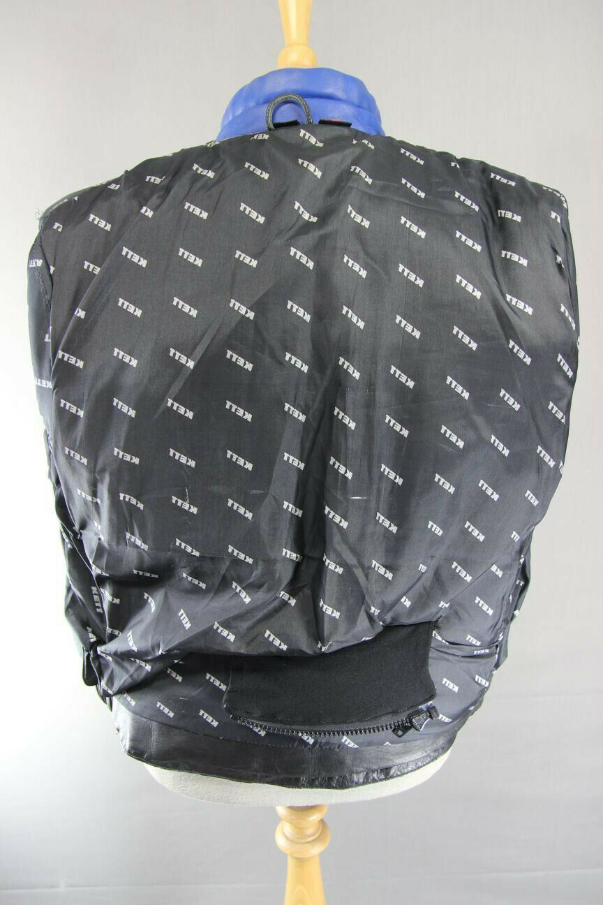 AMAZING BLACK, BLUE & GREY KETT COWHIDE LEATHER BIKER JACKET 38 INCH
