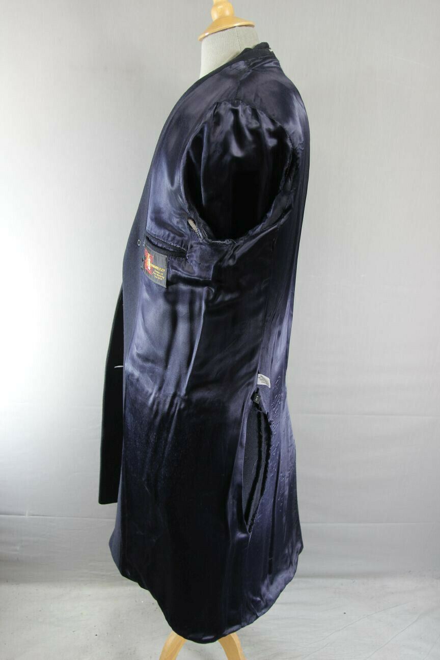 VINTAGE 1980's HAMMERSLEY BRITISH MADE NAVY BLUE WOOL & CASHMERE COAT 40 INCH