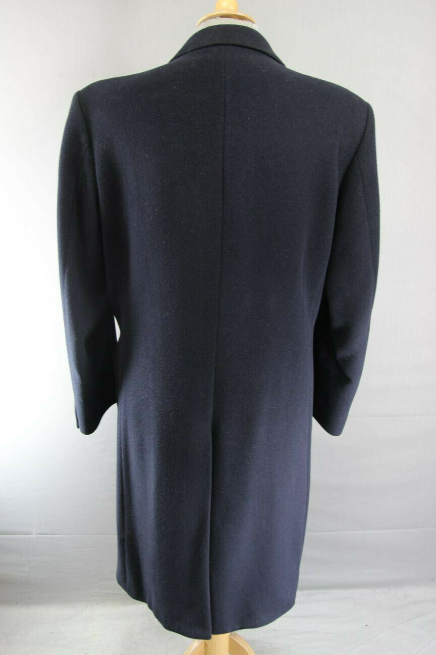 VINTAGE 1980's HAMMERSLEY BRITISH MADE NAVY BLUE WOOL & CASHMERE COAT 40 INCH