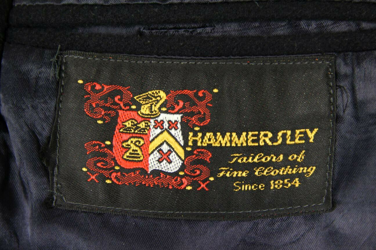 VINTAGE 1980's HAMMERSLEY BRITISH MADE NAVY BLUE WOOL & CASHMERE COAT 40 INCH