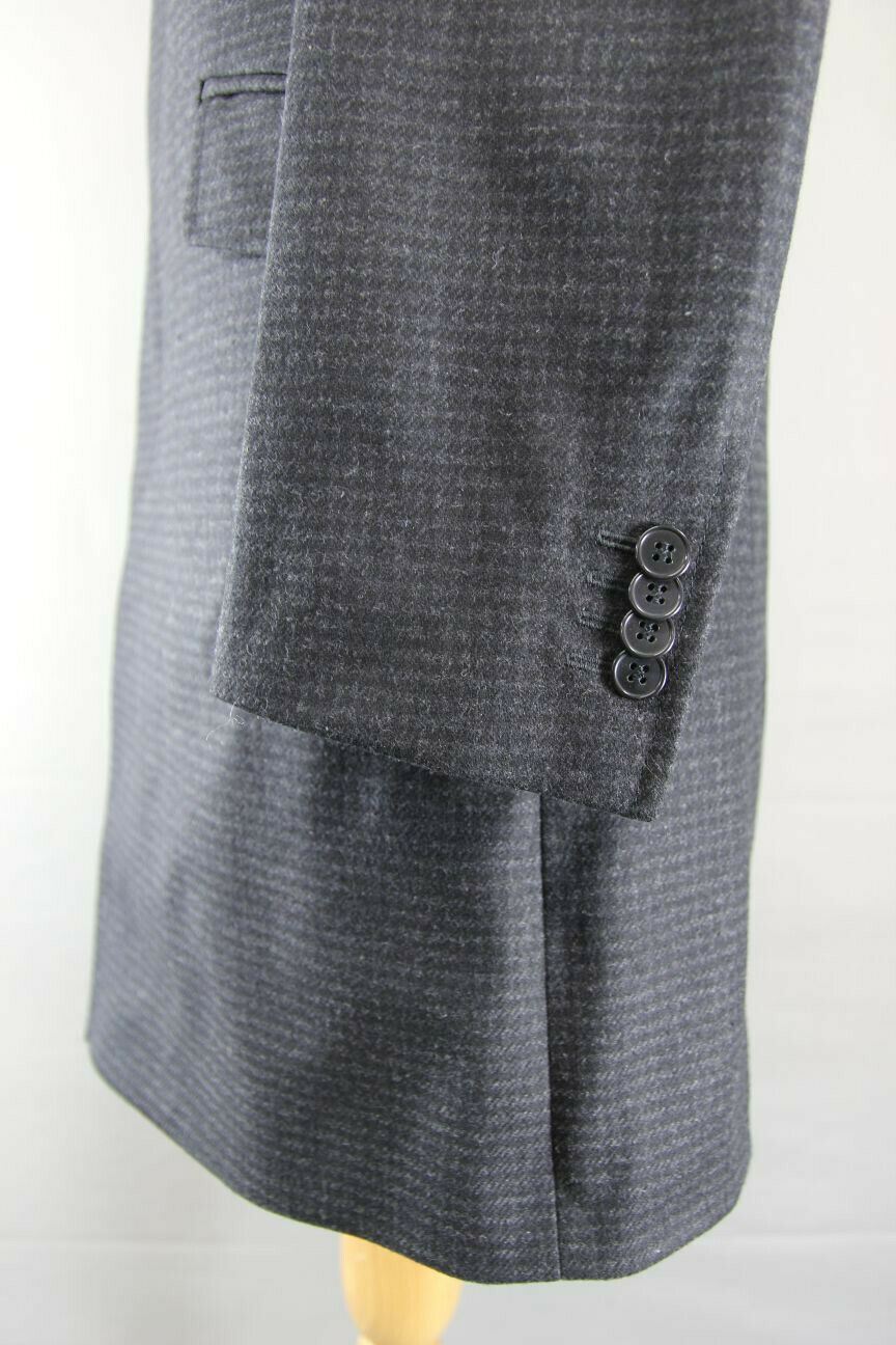 BRAND NEW MEN'S WOOL RICH BLEND CHARCOAL 'PUPPYTOOTH' CHECKED OVERCOAT 38" & 44"