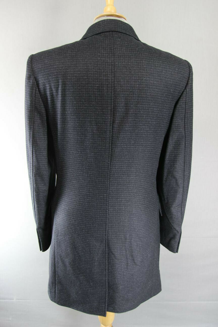 BRAND NEW MEN'S WOOL RICH BLEND CHARCOAL 'PUPPYTOOTH' CHECKED OVERCOAT 38" & 44"