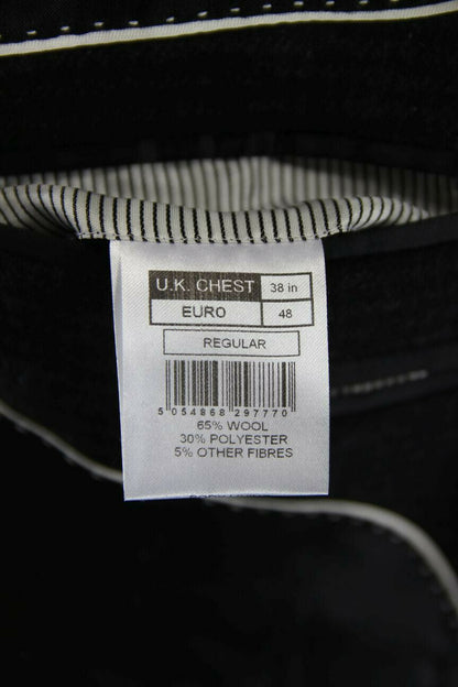 BRAND NEW MEN'S WOOL RICH BLEND CHARCOAL 'PUPPYTOOTH' CHECKED OVERCOAT 38" & 44"