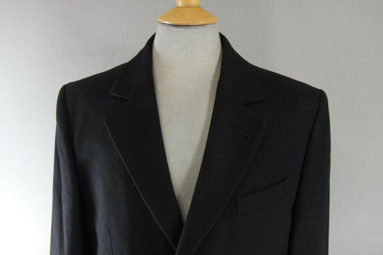 BRAND NEW MEN'S WOOL RICH BLEND 3 POCKET BLACK OVERCOAT 42-44 INCH (REGULAR FIT)