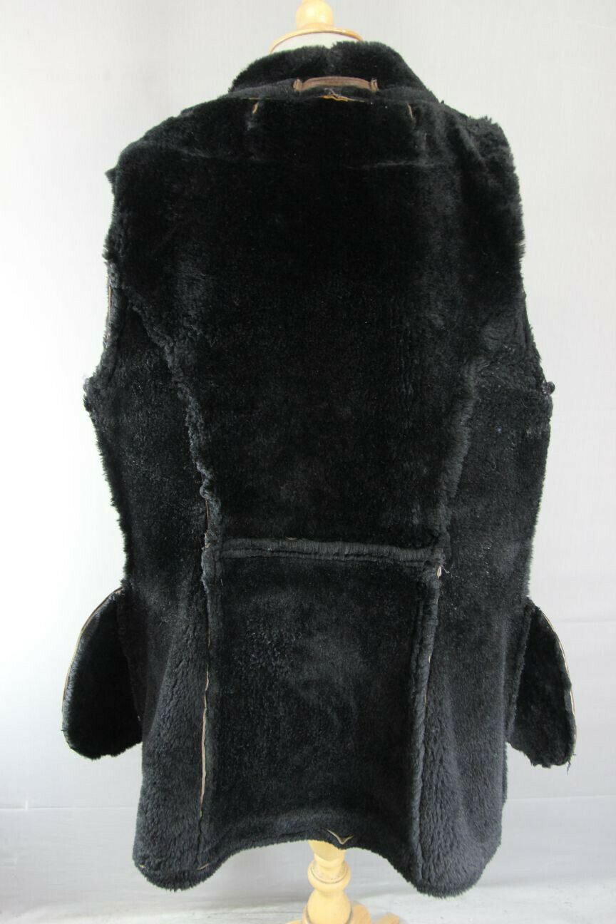 VINTAGE 1970's DARK BROWN SUEDE LEATHER SHEEPSKIN LINED COAT 38 INCH