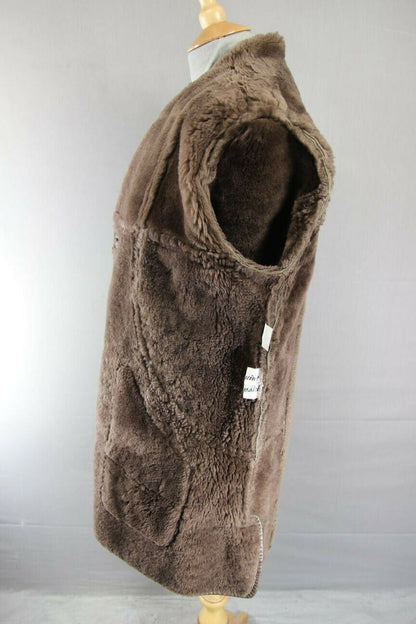 CLASSIC VINTAGE 70's LEATHER TRIMMED LIGHT BROWN SUEDE SHEEPSKIN LINED COAT 36IN