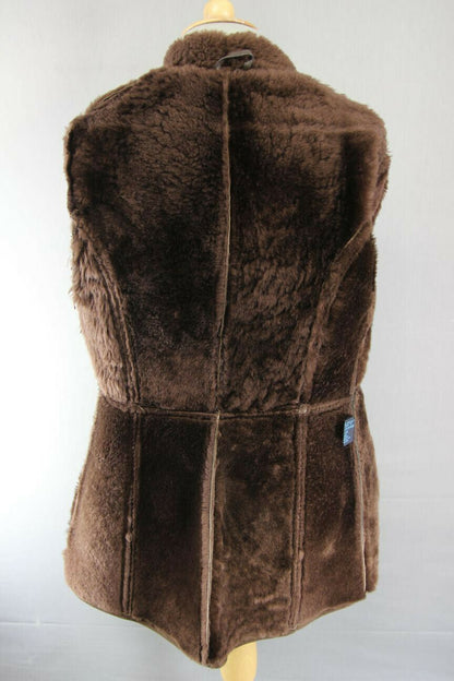 SUPERB QUALITY VINTAGE 1970's DARK BROWN SUEDE LEATHER SHEEPSKIN LINED COAT 34IN