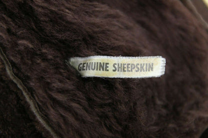 SUPERB QUALITY VINTAGE 1970's DARK BROWN SUEDE LEATHER SHEEPSKIN LINED COAT 34IN