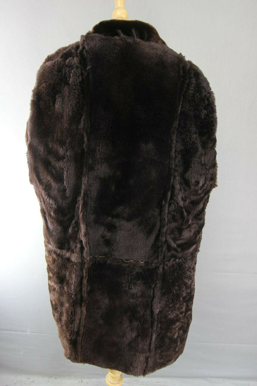 CLASSIC VINTAGE 70's DARK BROWN SUEDE LEATHER SHEEPSKIN LINED COAT 34 INCH/86 CM