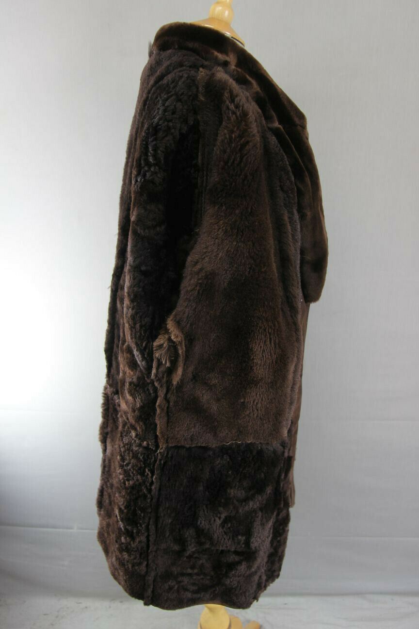 CLASSIC VINTAGE 70's DARK BROWN SUEDE LEATHER SHEEPSKIN LINED COAT 34 INCH/86 CM