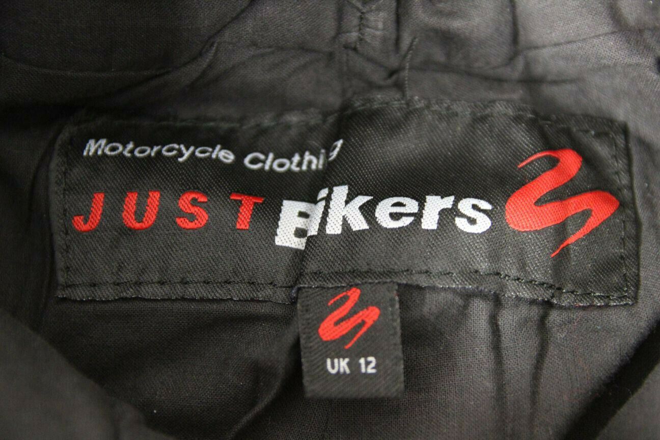 JUST BIKERS BLACK LEATHER TROUSERS SIZE 12 - WAIST 28 INCH/INSIDE LEG 28 INCH
