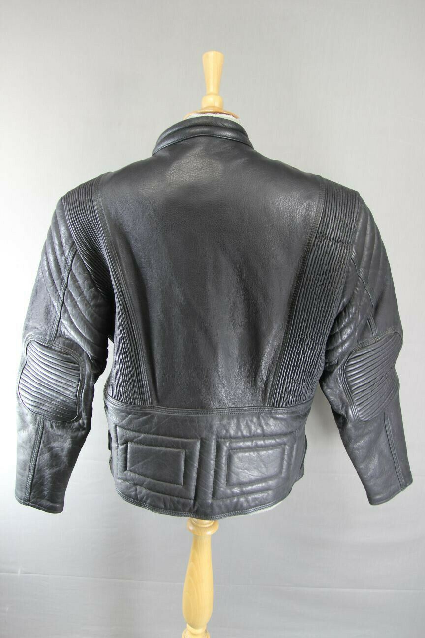 CLASSIC BLACK DYNAMIC LEATHERS COWHIDE BIKER JACKET SIZE 16