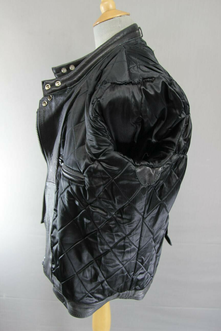 CLASSIC BLACK DYNAMIC LEATHERS COWHIDE BIKER JACKET SIZE 16