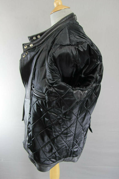 CLASSIC BLACK DYNAMIC LEATHERS COWHIDE BIKER JACKET SIZE 16