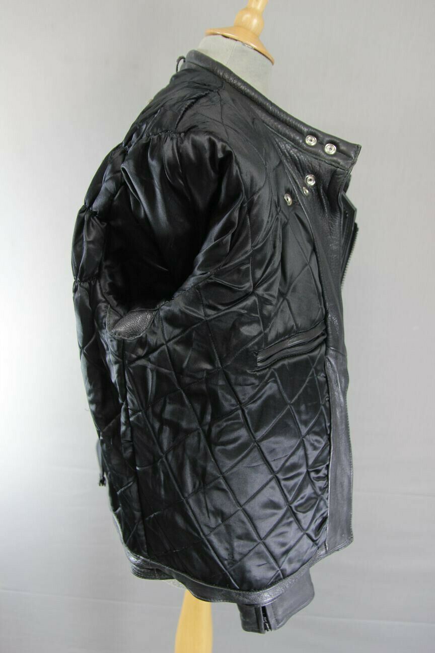 CLASSIC BLACK DYNAMIC LEATHERS COWHIDE BIKER JACKET SIZE 16