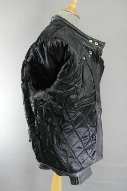 CLASSIC BLACK DYNAMIC LEATHERS COWHIDE BIKER JACKET SIZE 16