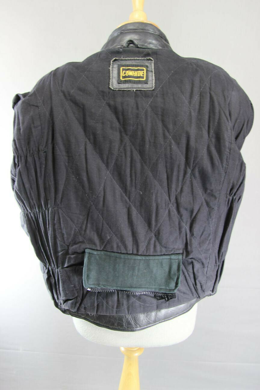 BRITISH MADE BIKER'S PARADISE BLACK COWHIDE LEATHER BIKER JACKET SIZE 14