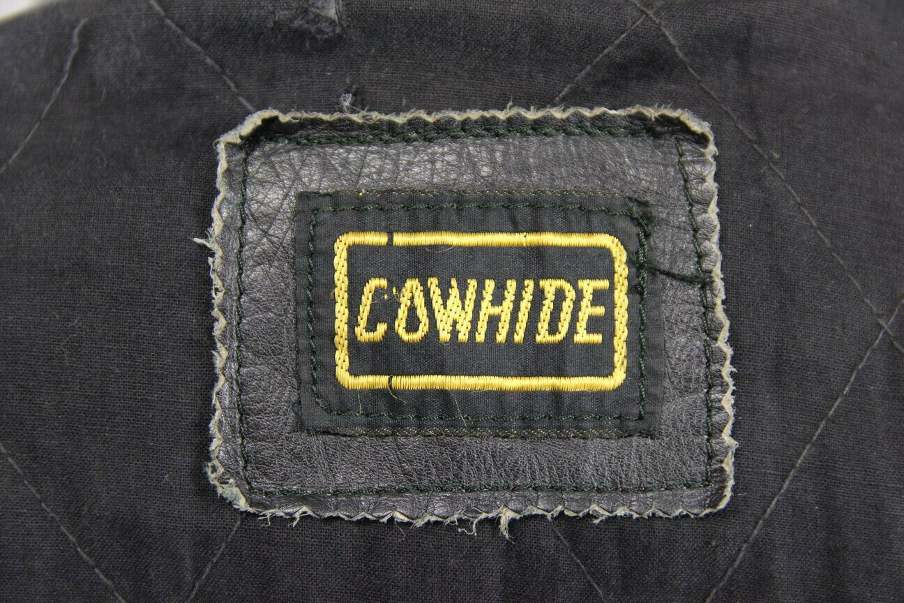 BRITISH MADE BIKER'S PARADISE BLACK COWHIDE LEATHER BIKER JACKET SIZE 14