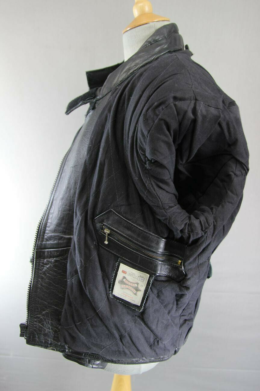 BRITISH MADE BIKER'S PARADISE BLACK COWHIDE LEATHER BIKER JACKET SIZE 14
