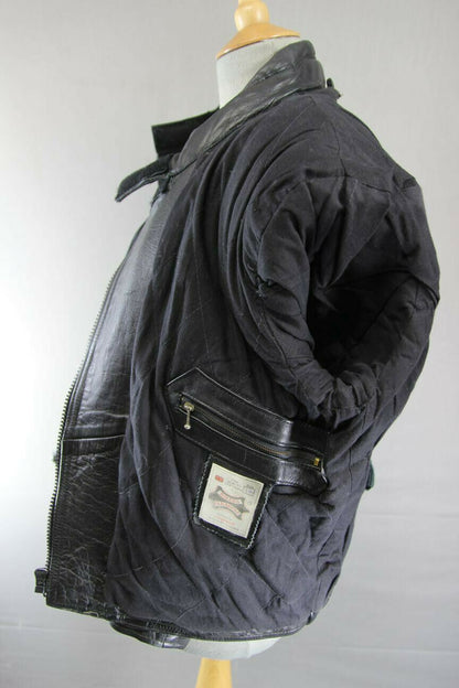 BRITISH MADE BIKER'S PARADISE BLACK COWHIDE LEATHER BIKER JACKET SIZE 14