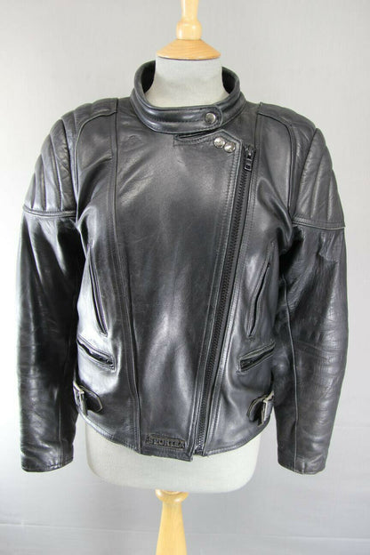 SUPERB QUALITY BLACK LEATHER SPORTEX A5 CLASSIC BIKER JACKET 38 INCH