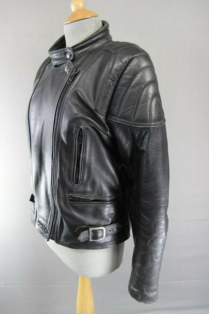SUPERB QUALITY BLACK LEATHER SPORTEX A5 CLASSIC BIKER JACKET 38 INCH