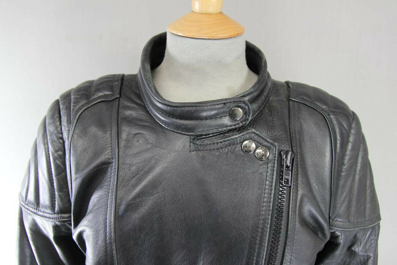 SUPERB QUALITY BLACK LEATHER SPORTEX A5 CLASSIC BIKER JACKET 38 INCH