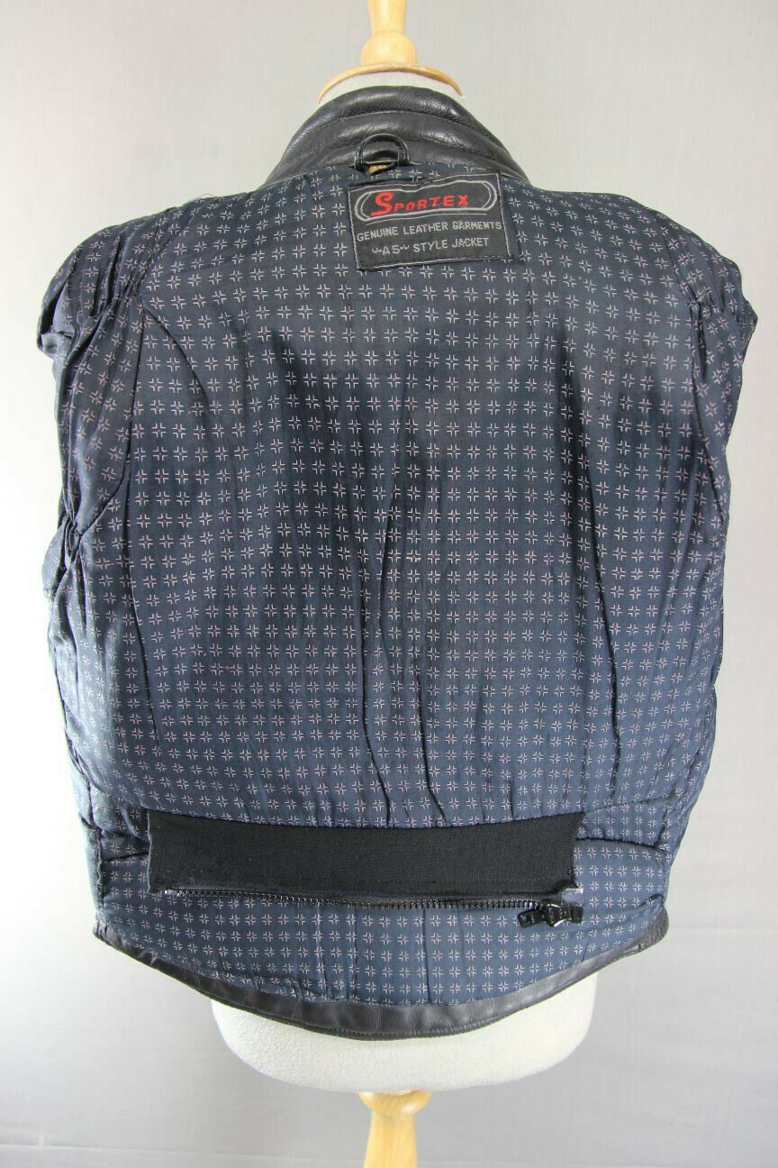 SUPERB QUALITY BLACK LEATHER SPORTEX A5 CLASSIC BIKER JACKET 38 INCH