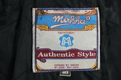 VINTAGE 70's MIRKHA PUNK ROCK CLASSIC TASSLED BLACK LEATHER BIKER JACKET 40 INCH