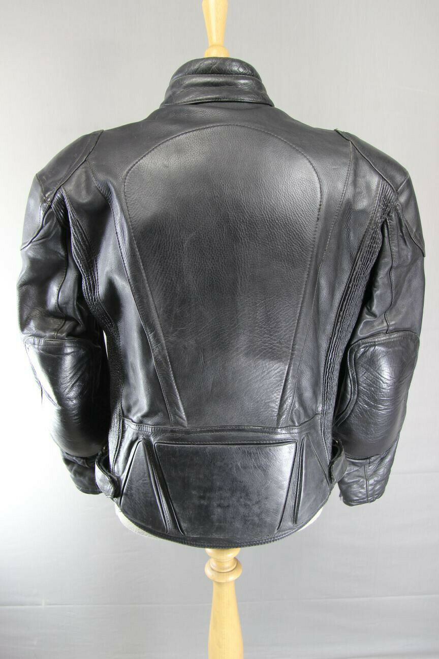 CLASSIC BLACK COWHIDE LEATHER BIKER JACKET 40 INCH