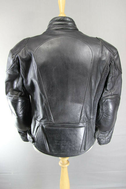 CLASSIC BLACK COWHIDE LEATHER BIKER JACKET 40 INCH