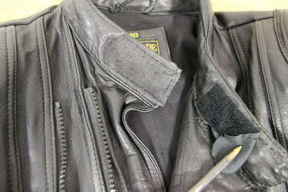 CLASSIC BLACK COWHIDE LEATHER BIKER JACKET 40 INCH