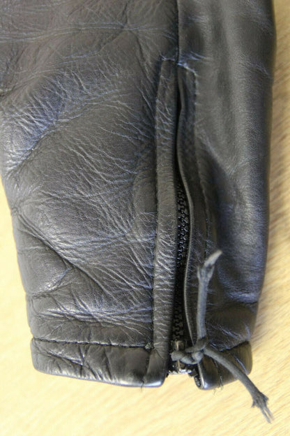 CLASSIC BLACK COWHIDE LEATHER BIKER JACKET 40 INCH