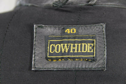 CLASSIC BLACK COWHIDE LEATHER BIKER JACKET 40 INCH