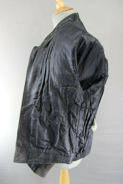 CLASSIC BLACK COWHIDE LEATHER BIKER JACKET 36 INCH/SMALL