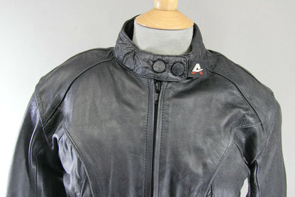 AKITO CONCEPTWEAR BLACK LEATHER BIKER JACKET + CE ARMOUR/THERMAL LINING: SIZE 12