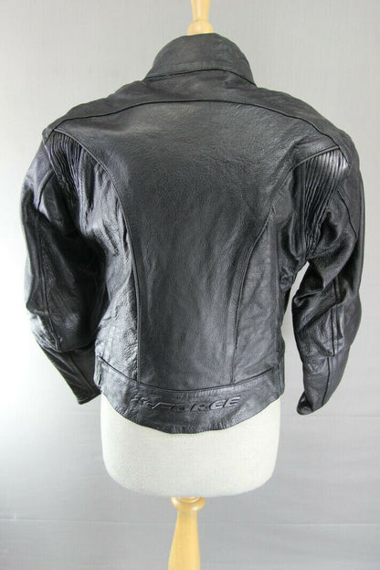 AKITO CONCEPTWEAR BLACK LEATHER BIKER JACKET + CE ARMOUR/THERMAL LINING: SIZE 12