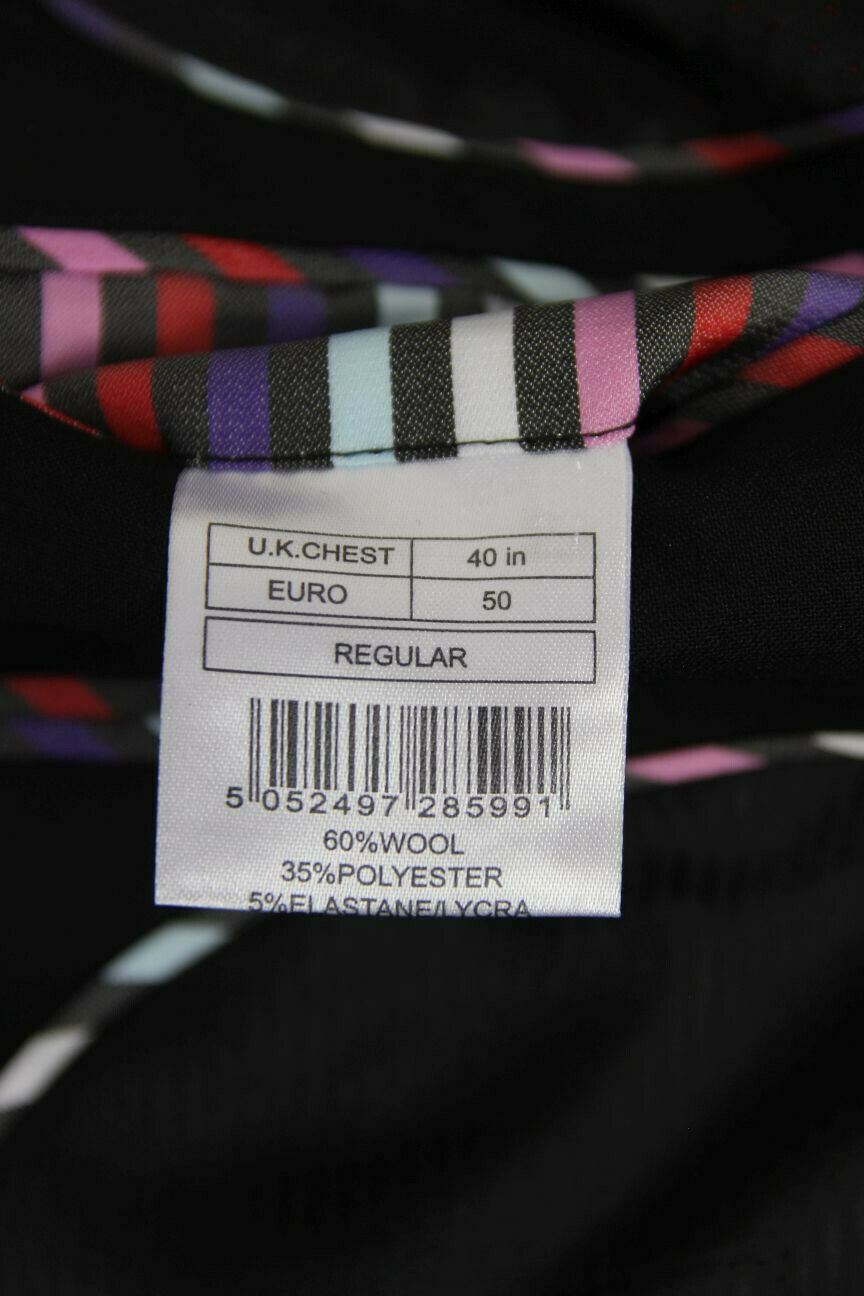BRAND NEW WOOL RICH BLEND BLACK TRAVEL PLUS JACKET: 40 INCH CHEST (REGULAR FIT)
