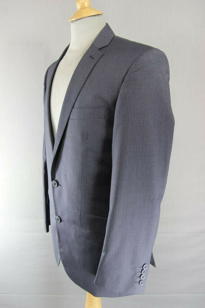 BRAND NEW WOOL RICH BLEND GREY PINSTRIPED JACKET: 38 INCH CHEST (REGULAR FIT)