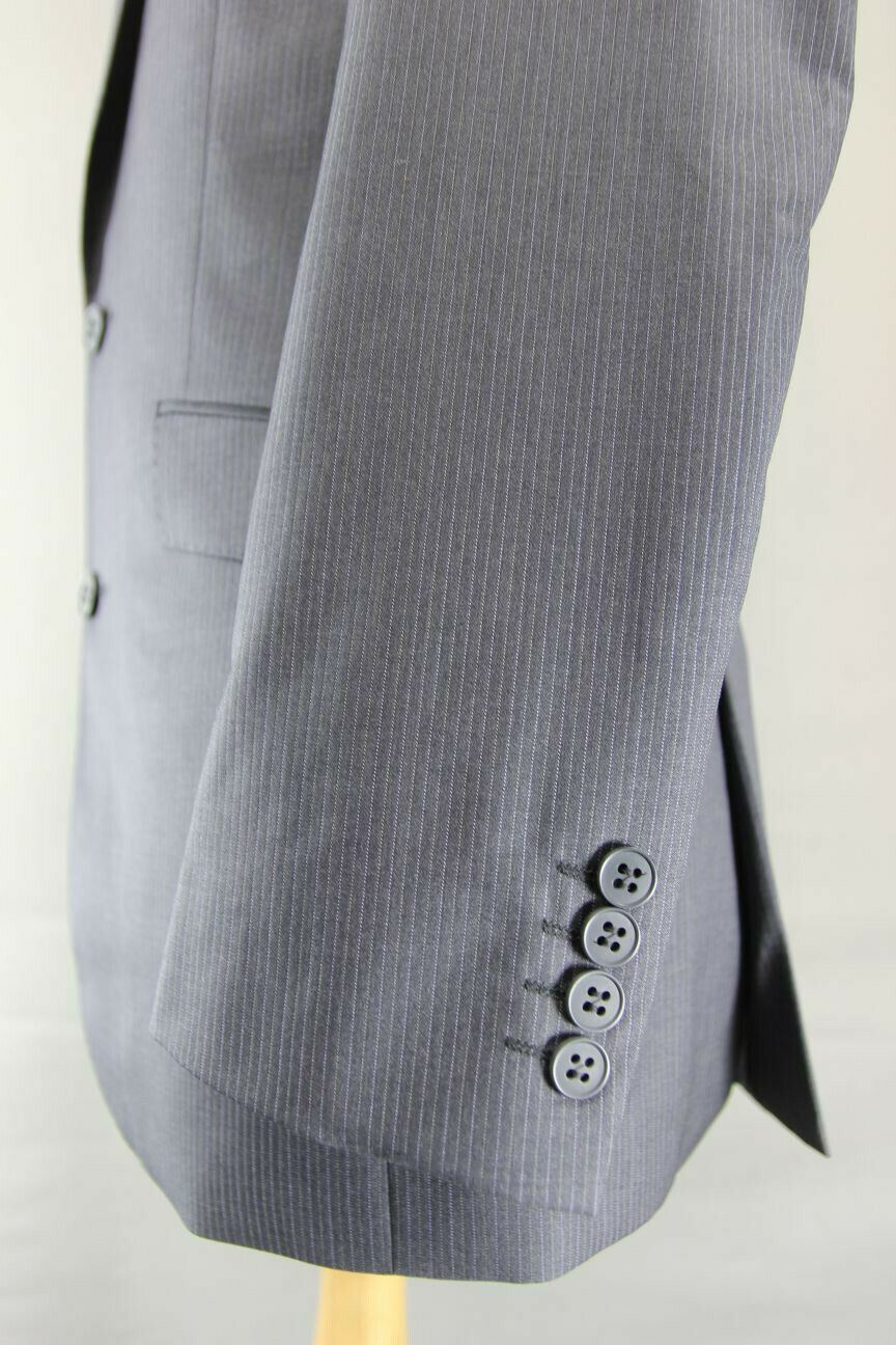 BRAND NEW WOOL RICH BLEND GREY PINSTRIPED JACKET: 38 INCH CHEST (REGULAR FIT)