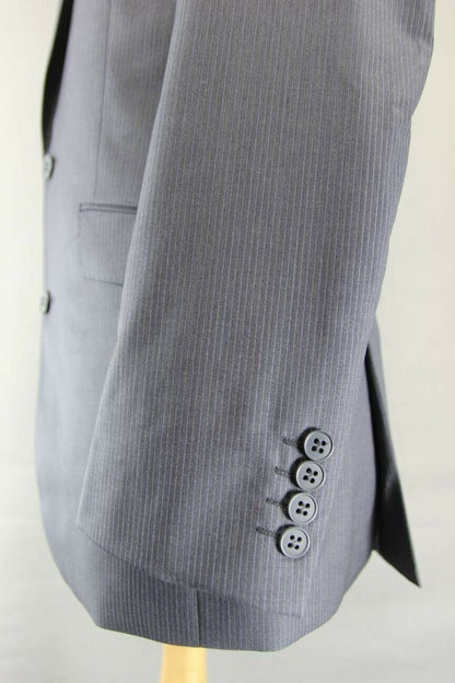 BRAND NEW WOOL RICH BLEND GREY PINSTRIPED JACKET: 38 INCH CHEST (REGULAR FIT)