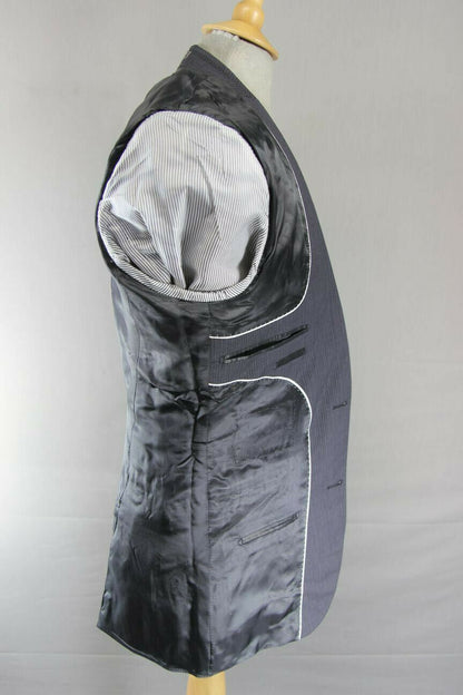 BRAND NEW WOOL RICH BLEND GREY PINSTRIPED JACKET: 38 INCH CHEST (REGULAR FIT)