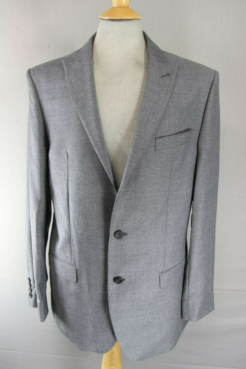 BRAND NEW PURE WOOL GREY JACKET: 40 INCH CHEST (LONG FIT)