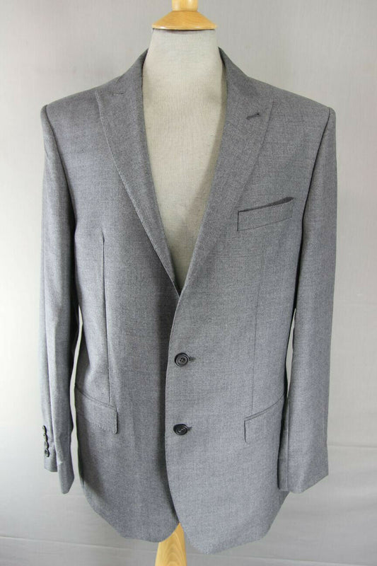 BRAND NEW PURE WOOL GREY JACKET: 40 INCH CHEST (LONG FIT)