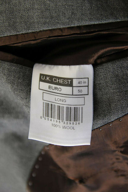 BRAND NEW PURE WOOL GREY JACKET: 40 INCH CHEST (LONG FIT)