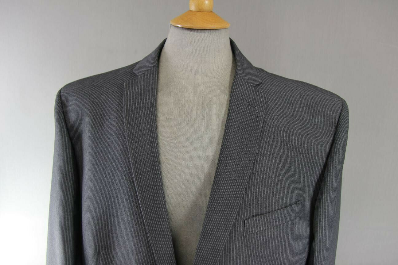 BRAND NEW GREY PINSTRIPED JACKET: 48 INCH CHEST XXL (REGULAR FIT)