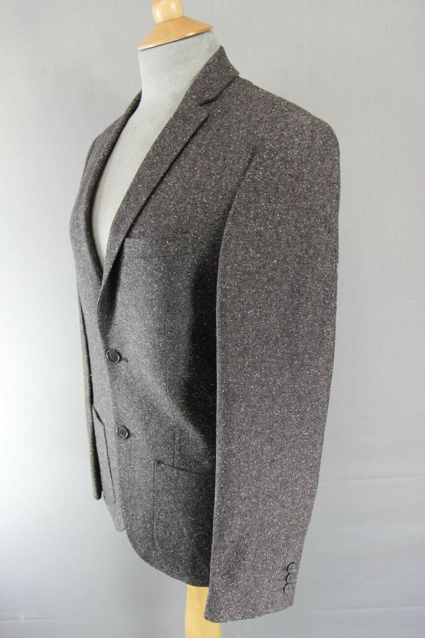 BRAND NEW WOOL RICH BLEND BROWN TWEED JACKET: 34 INCH CHEST