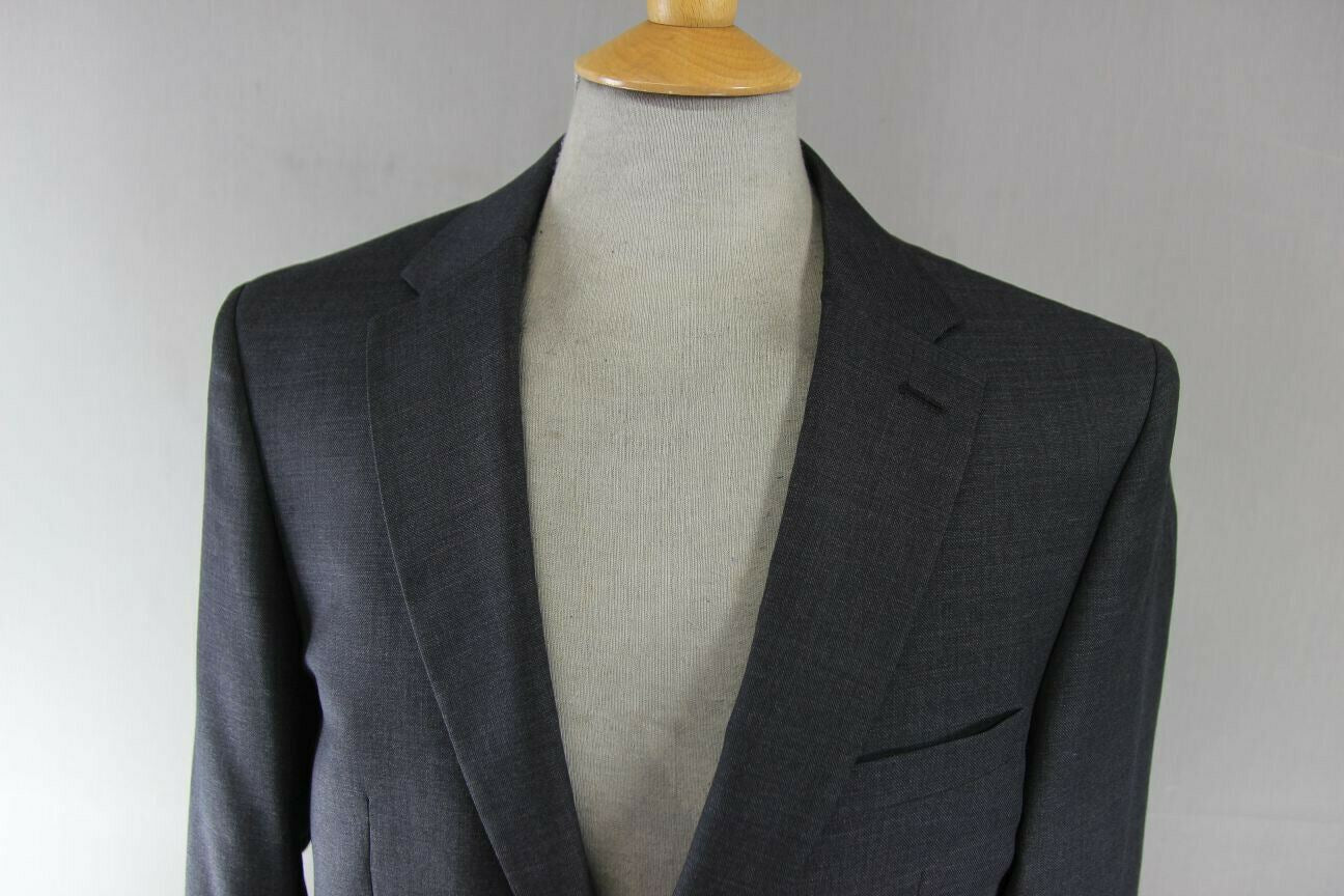 BRAND NEW WOOL RICH BLEND DARK GREY/CHARCOAL JACKET: 38 INCH CHEST (LONG FIT)