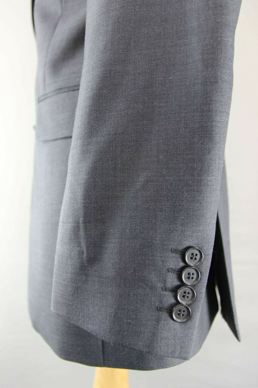 BRAND NEW WOOL RICH BLEND DARK GREY/CHARCOAL JACKET: 38 INCH CHEST (LONG FIT)
