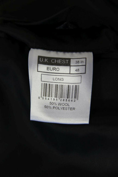 BRAND NEW WOOL RICH BLEND DARK GREY/CHARCOAL JACKET: 38 INCH CHEST (LONG FIT)